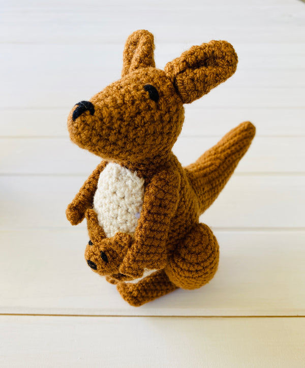 Carlou the Kangaroo Knitted Rattle