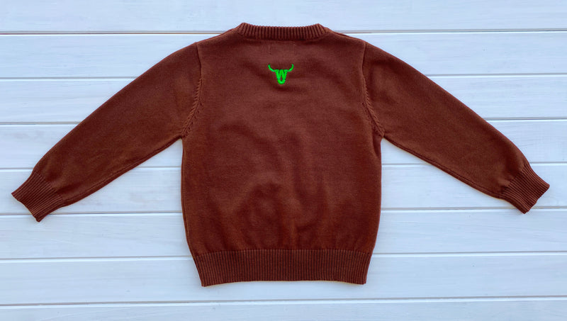 Green Budgie Brown Cardigan