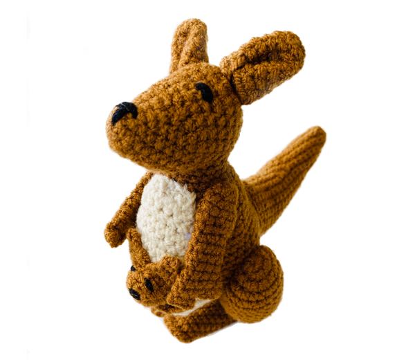 Carlou the Kangaroo Knitted Rattle